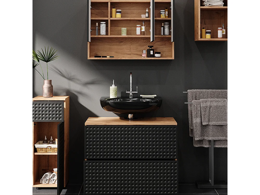 Set mobili bagno antracite puntinato 80x41x58.6 irma