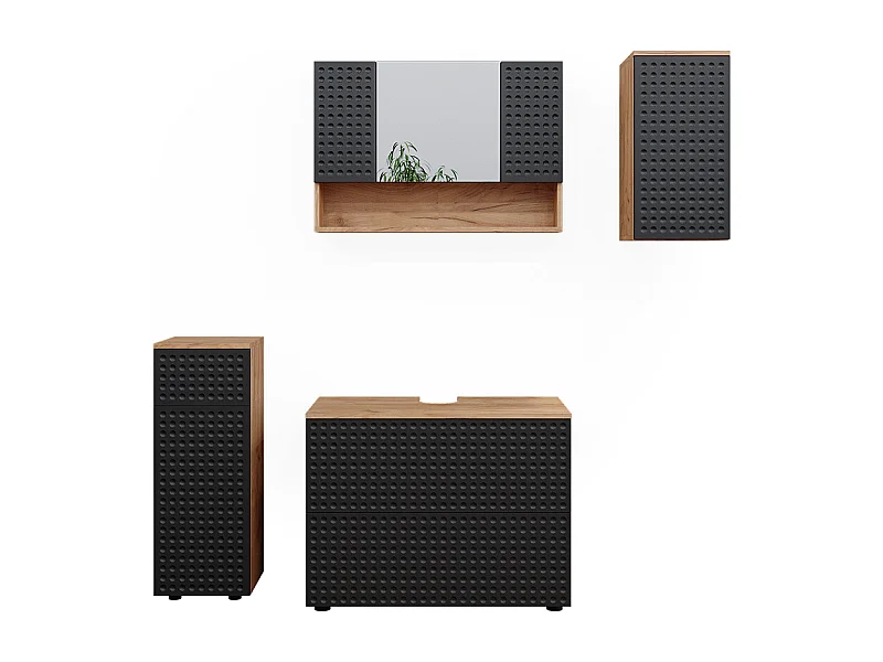 Set mobili bagno antracite puntinato 80x41x58.6 irma