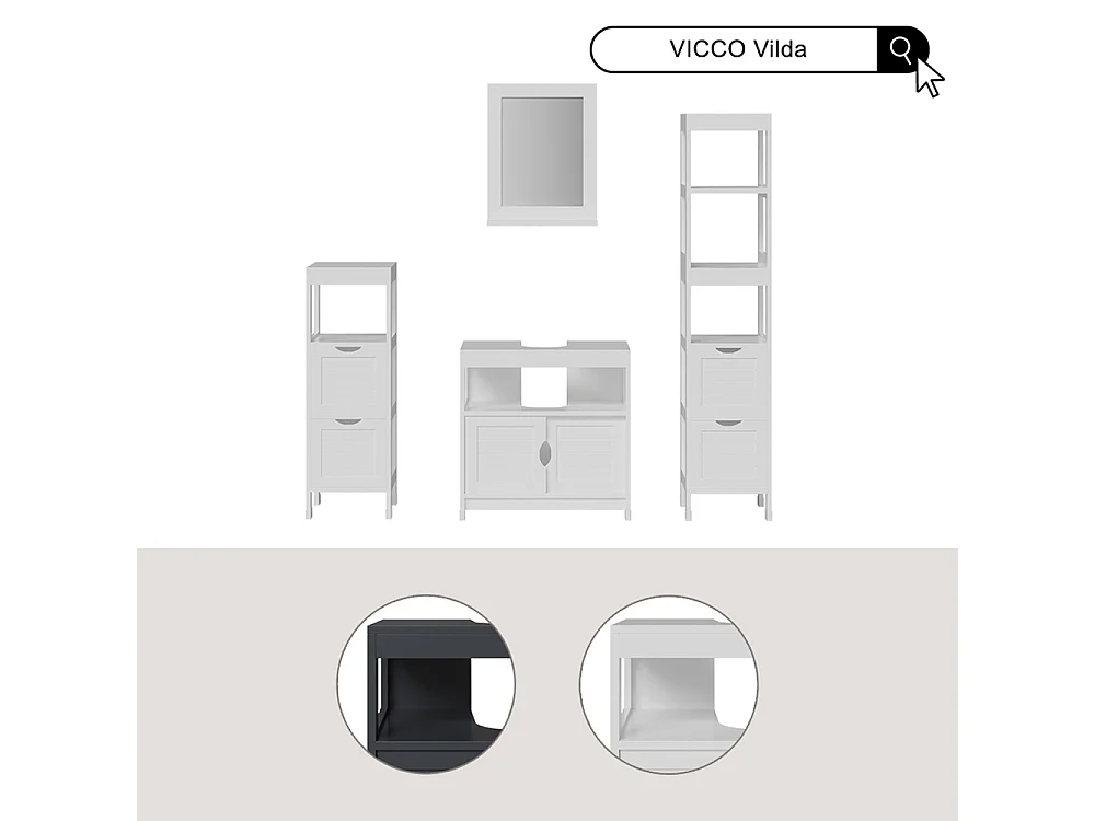 Badrumsspegel vit 40x10x50 vilda