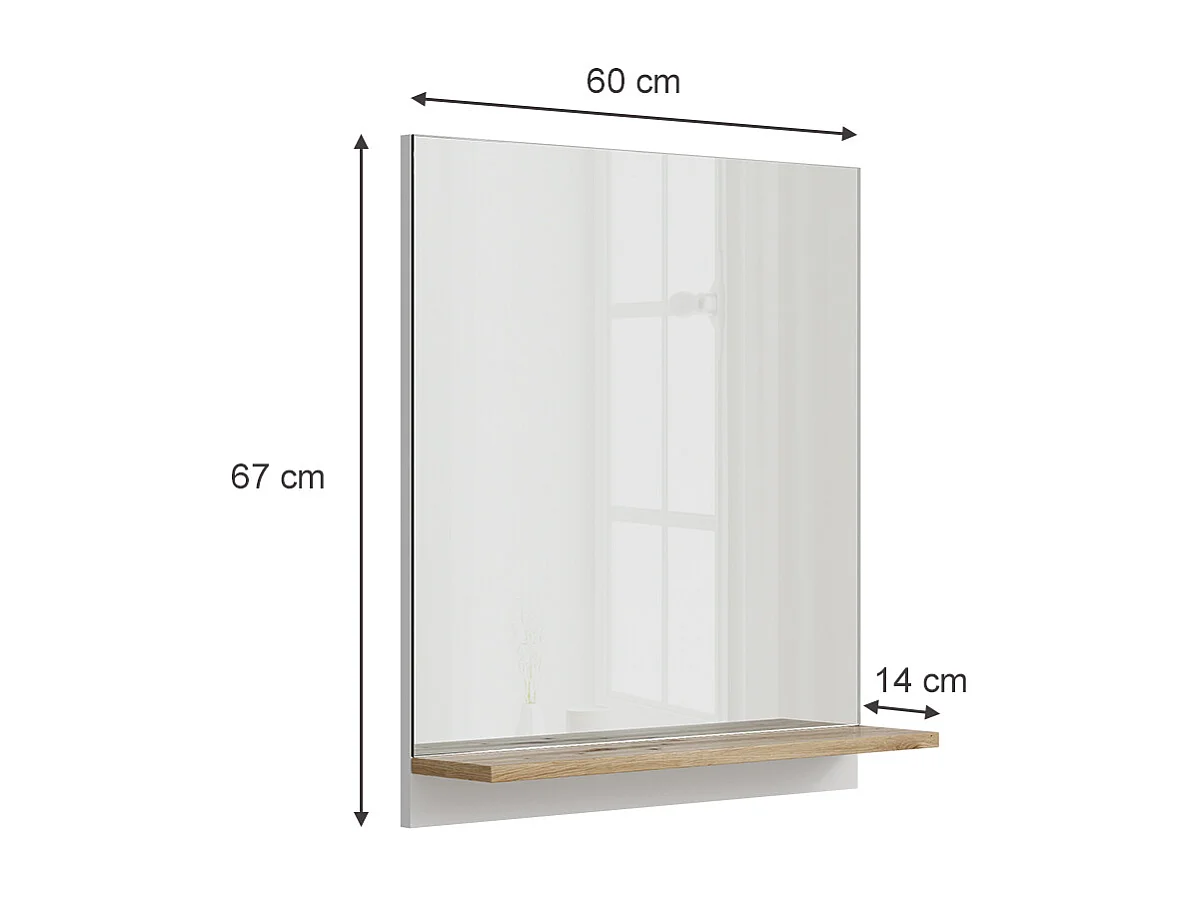 Armoire de toilette blanc/artisan 60x14x67 marelle