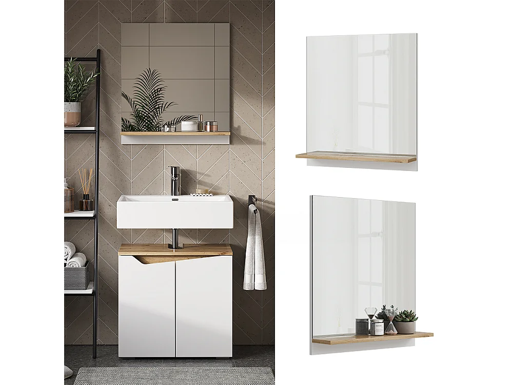 Armoire de toilette blanc/artisan 60x14x67 marelle