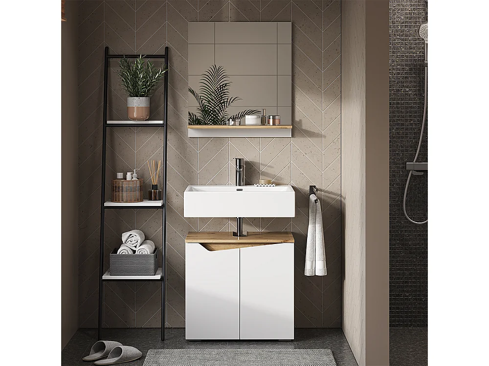 Armoire de toilette blanc/artisan 60x14x67 marelle