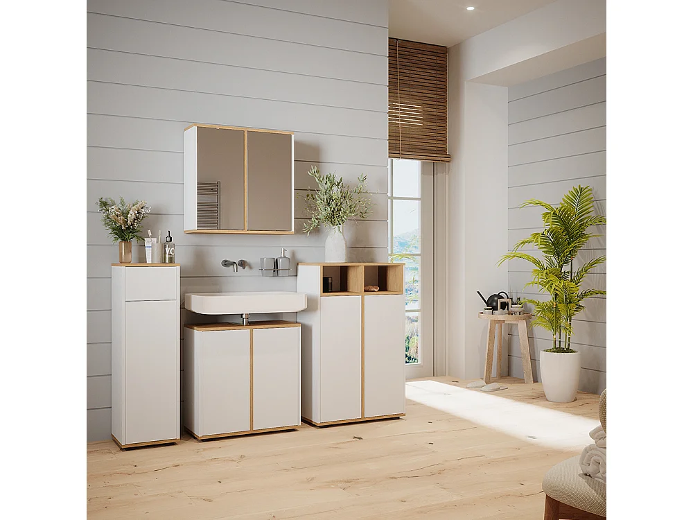 Ensemble meubles bain blanc/artisan 60x30x62 didi