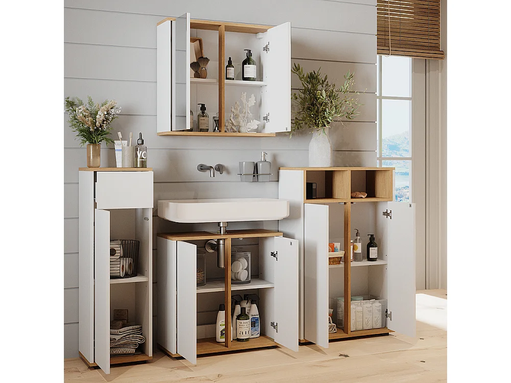 Ensemble meubles bain blanc/artisan 60x30x62 didi