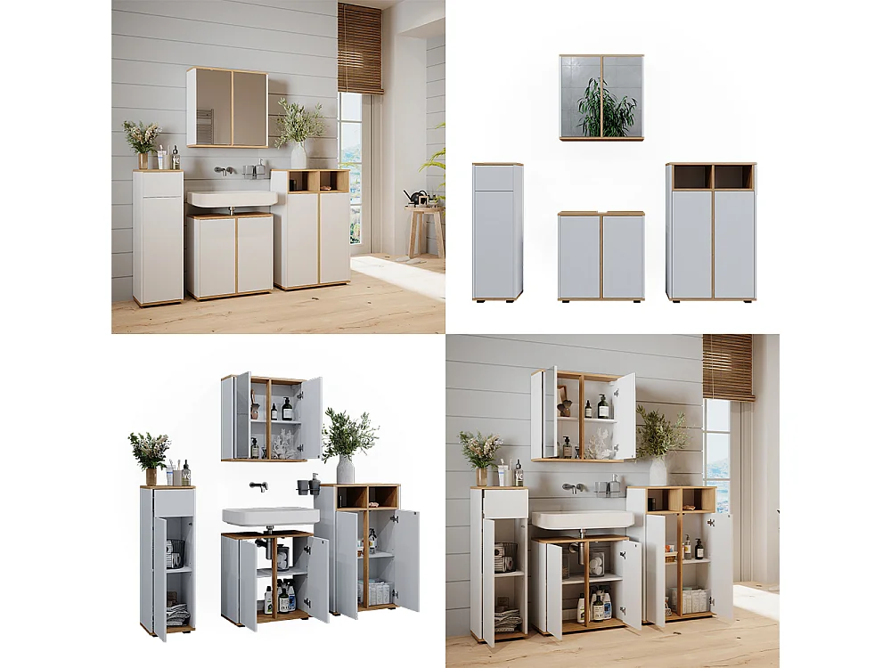 Ensemble meubles bain blanc/artisan 60x30x62 didi