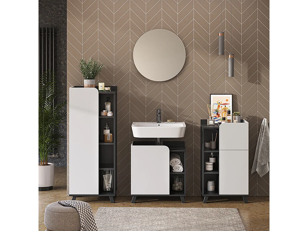 Ensemble de meubles de salle de bain anthracite/blanc 60x35x65 karen