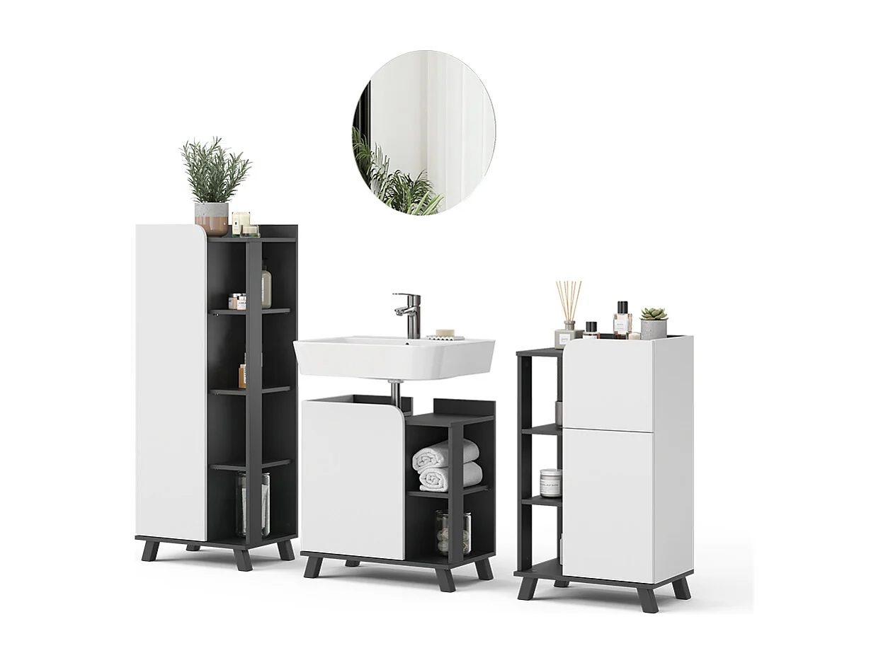 Ensemble de meubles de salle de bain anthracite/blanc 60x35x65 karen