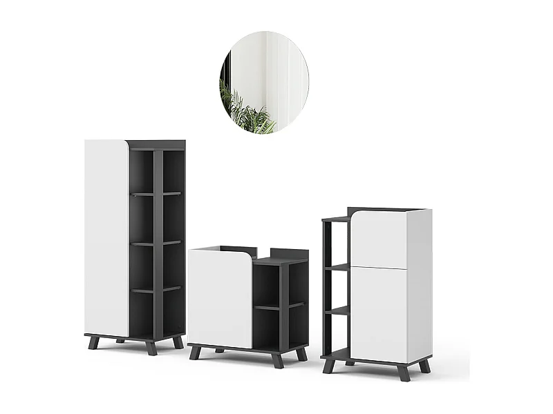 Ensemble de meubles de salle de bain anthracite/blanc 60x35x65 karen