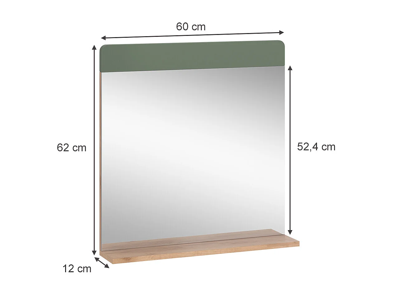 Specchio da bagno quercia verde/oro 60x12x62 izan