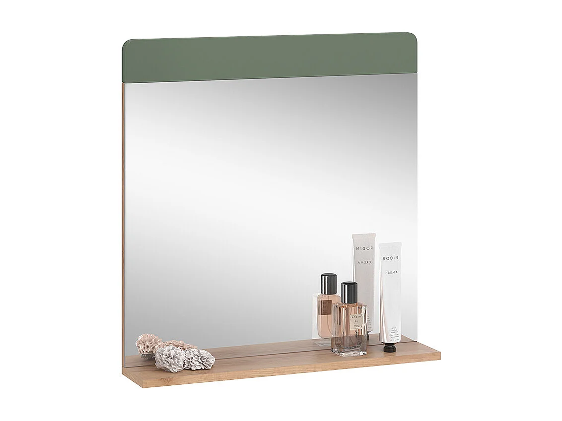 Miroir de salle de bain vert/force de lor chêne 60x12x62 izan