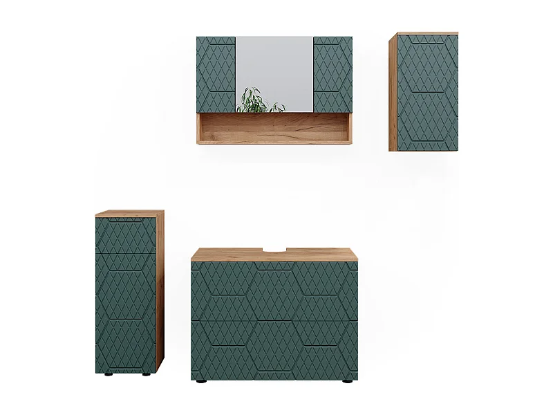 Set mobili bagno quercia verde/oro 80x41x58.6 irma