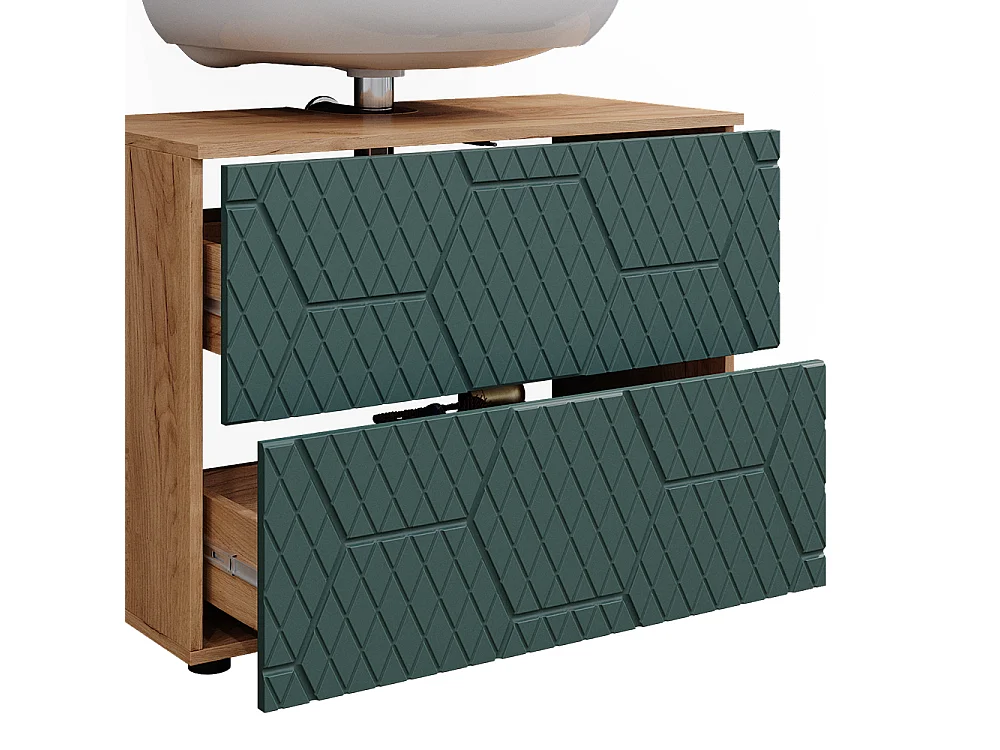 Badmöbel-Set grün/goldkraft eiche 80x41x58.6 irma