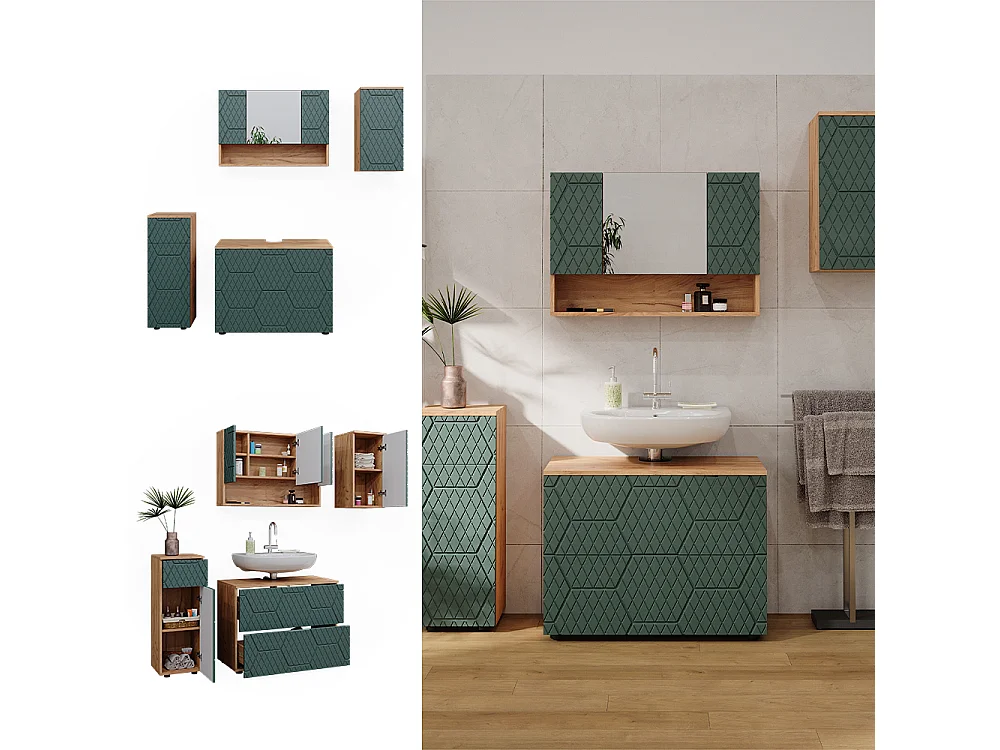 Meubles bain vert/force de lor chêne 80x41x58.6 irma