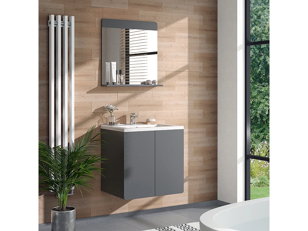 Miroir de salle de bain gris 60x12x62 izan