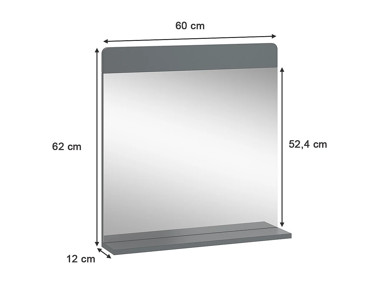 Miroir de salle de bain gris 60x12x62 izan