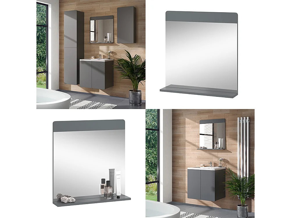 Miroir de salle de bain gris 60x12x62 izan