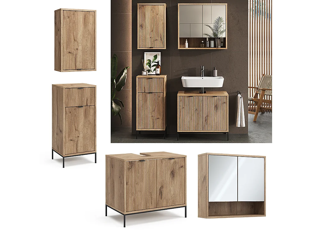Set di mobili da bagno quercia vichinga 70x45x63 eliza