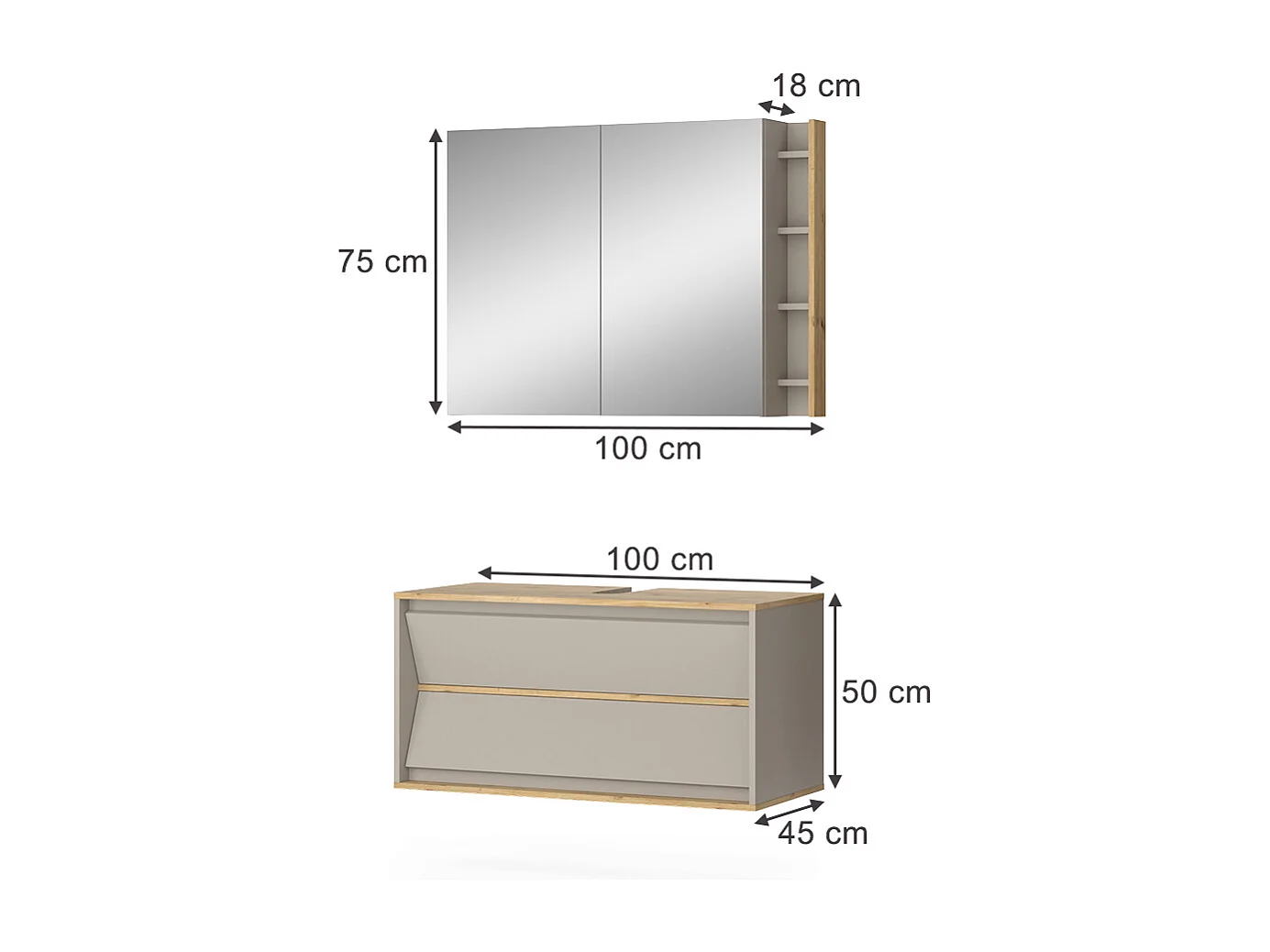 Meubles bain cachemire 100x45x50 edelin