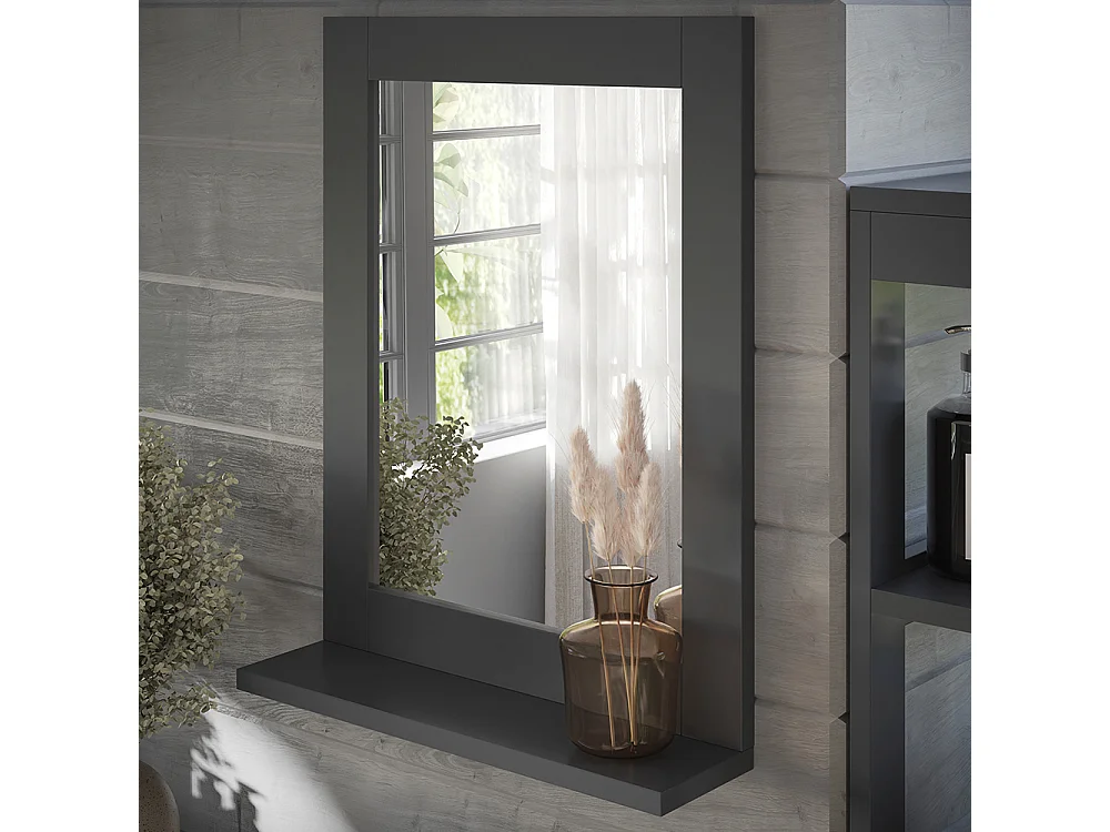 Miroir de salle de bain gris 40x10x50 vilda