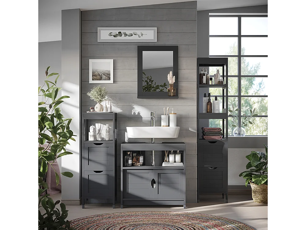 Badrumsspegel grå 40x10x50 vilda