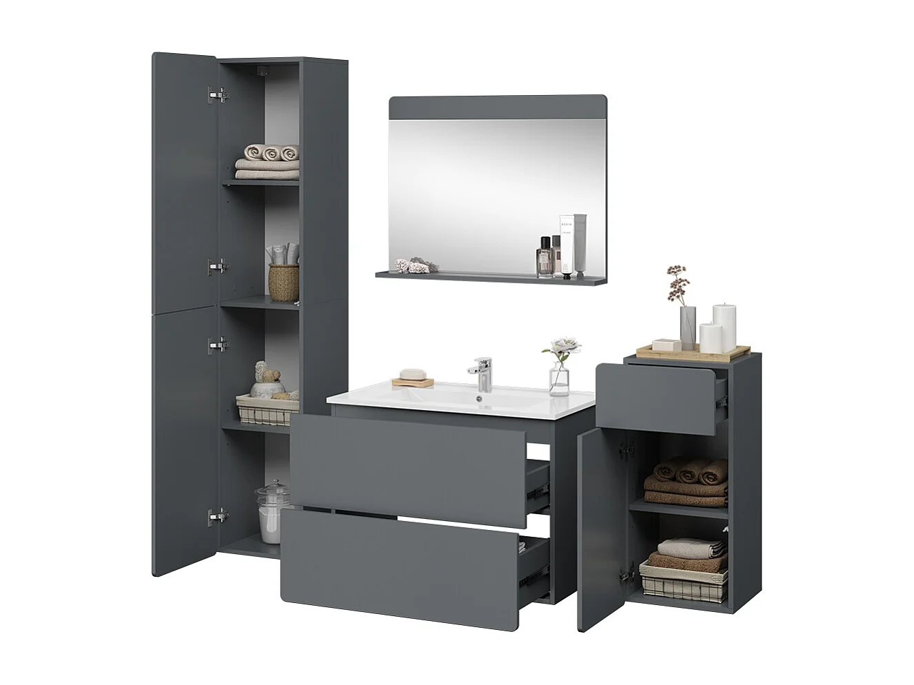 Badmöbel-Set grau 80x46x59.3 izan