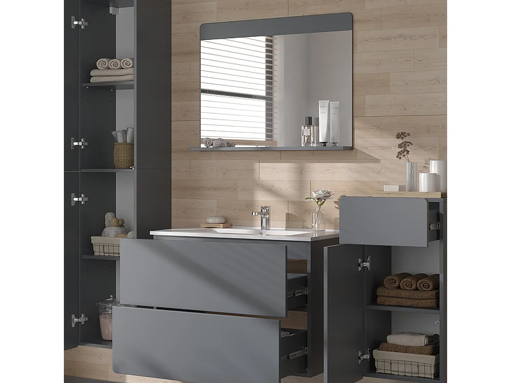 Ensemble de meubles de salle de bains gris 80x46x59.3 izan