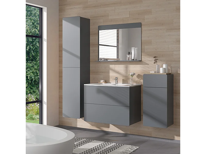 Ensemble de meubles de salle de bains gris 80x46x59.3 izan