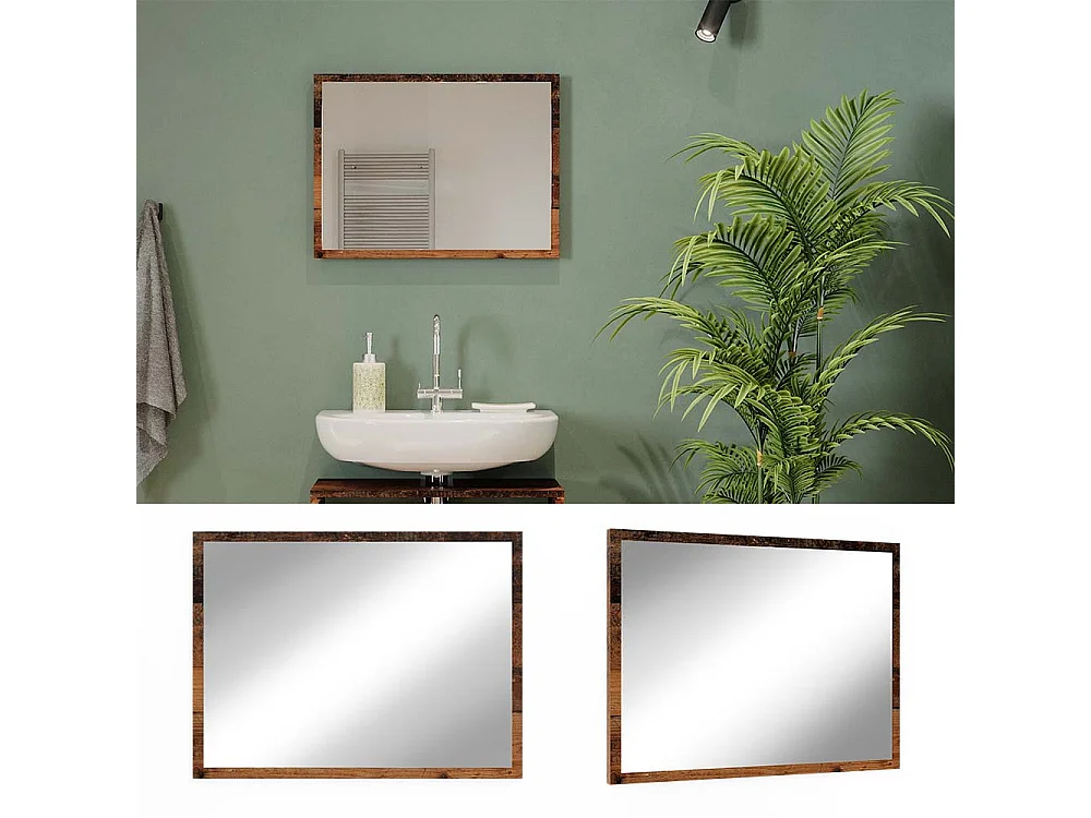 Miroir mural chêne rustique 45x2x60 kiko