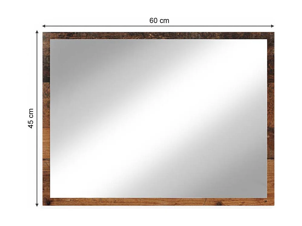 Miroir mural chêne rustique 45x2x60 kiko
