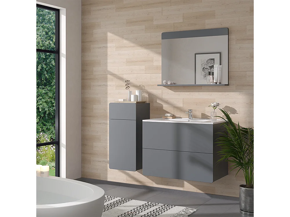 Badmöbel-Set grau 80x46x59.3 izan