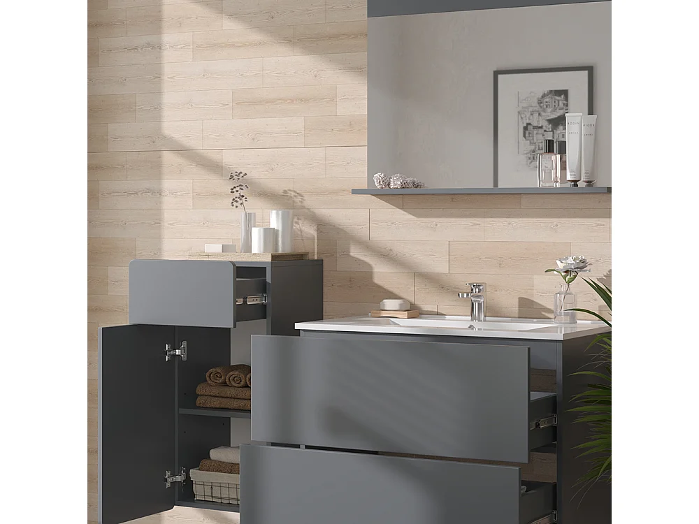 Ensemble de meubles de salle de bain gris 80x46x59.3 izan