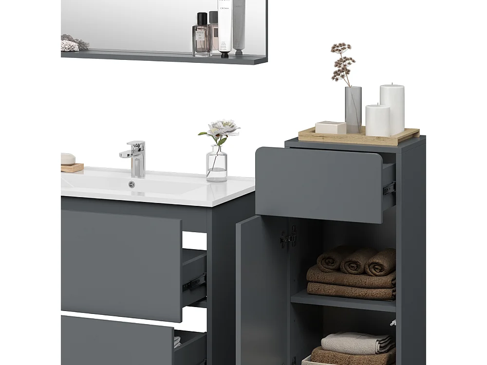 Ensemble de meubles de salle de bain gris 80x46x59.3 izan