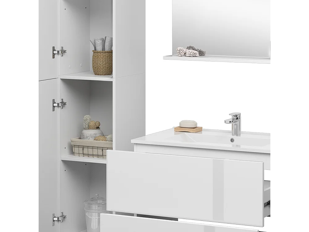 Ensemble de meubles de salle de bains blanc 80x46x59.3 izan