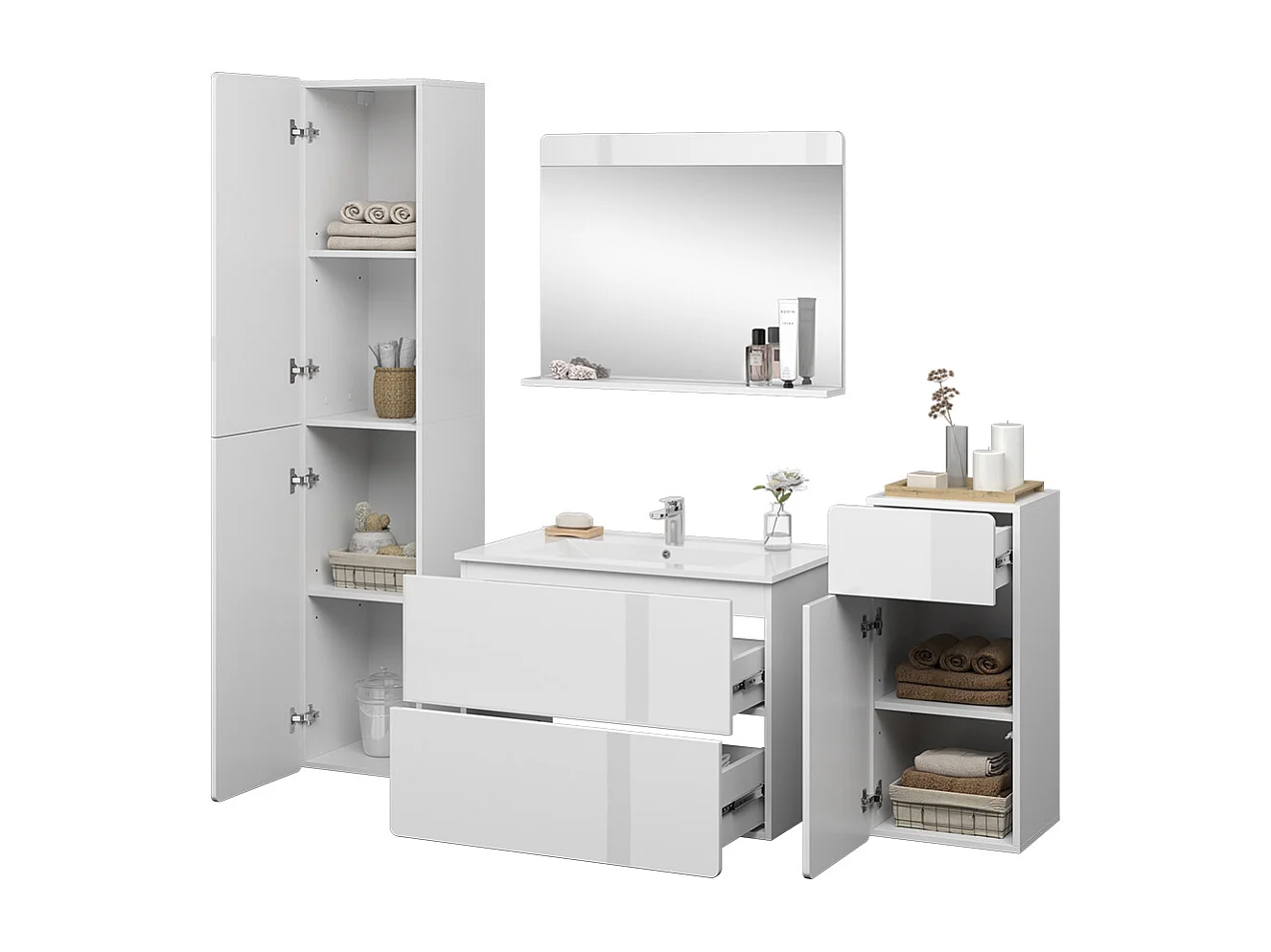 Ensemble de meubles de salle de bains blanc 80x46x59.3 izan