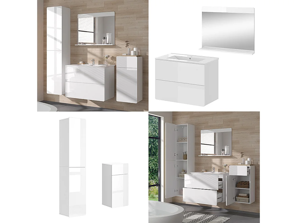 Ensemble de meubles de salle de bains blanc 80x46x59.3 izan