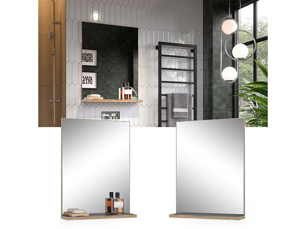 Miroir de salle de bain anthracite 60x14.6x80 niko