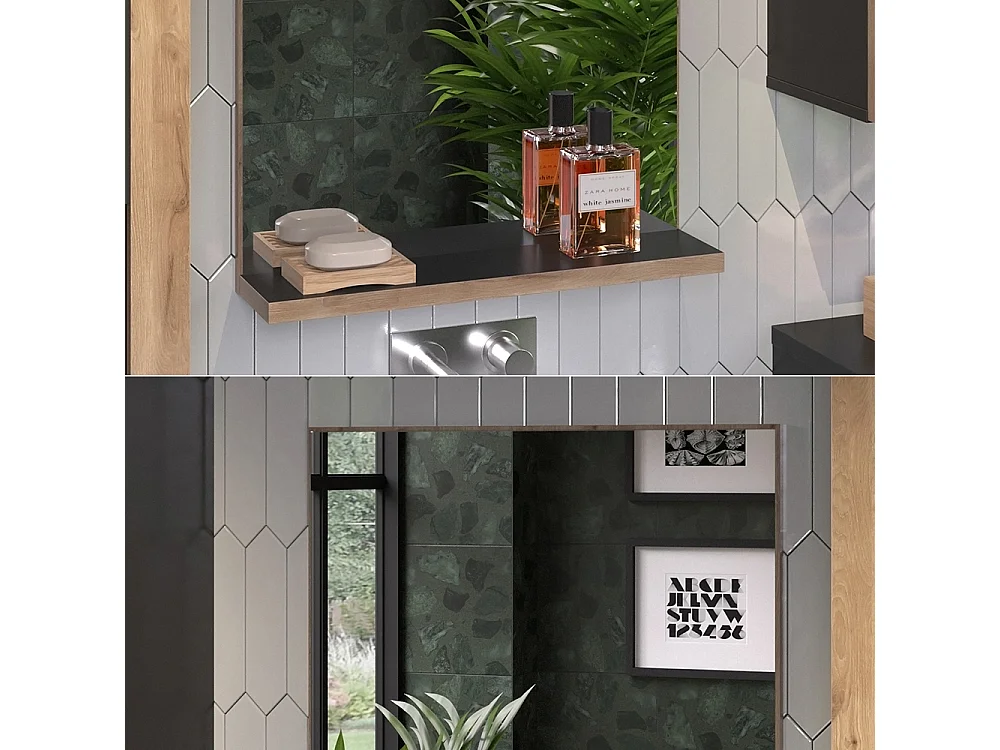 Miroir de salle de bain anthracite 60x14.6x80 niko