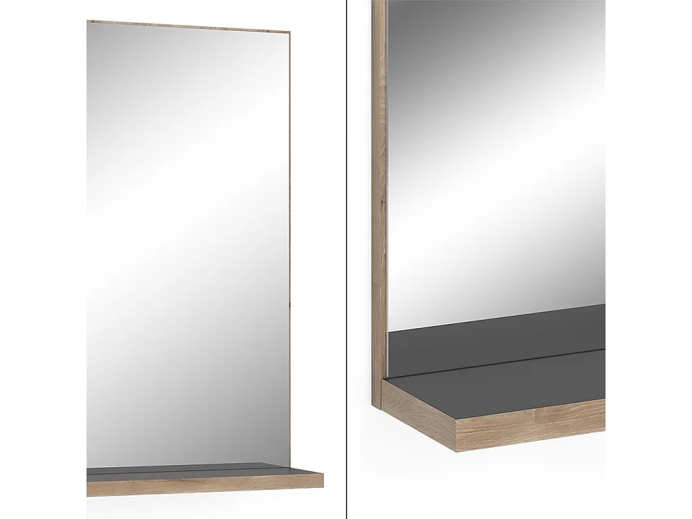 Miroir de salle de bain anthracite 60x14.6x80 niko