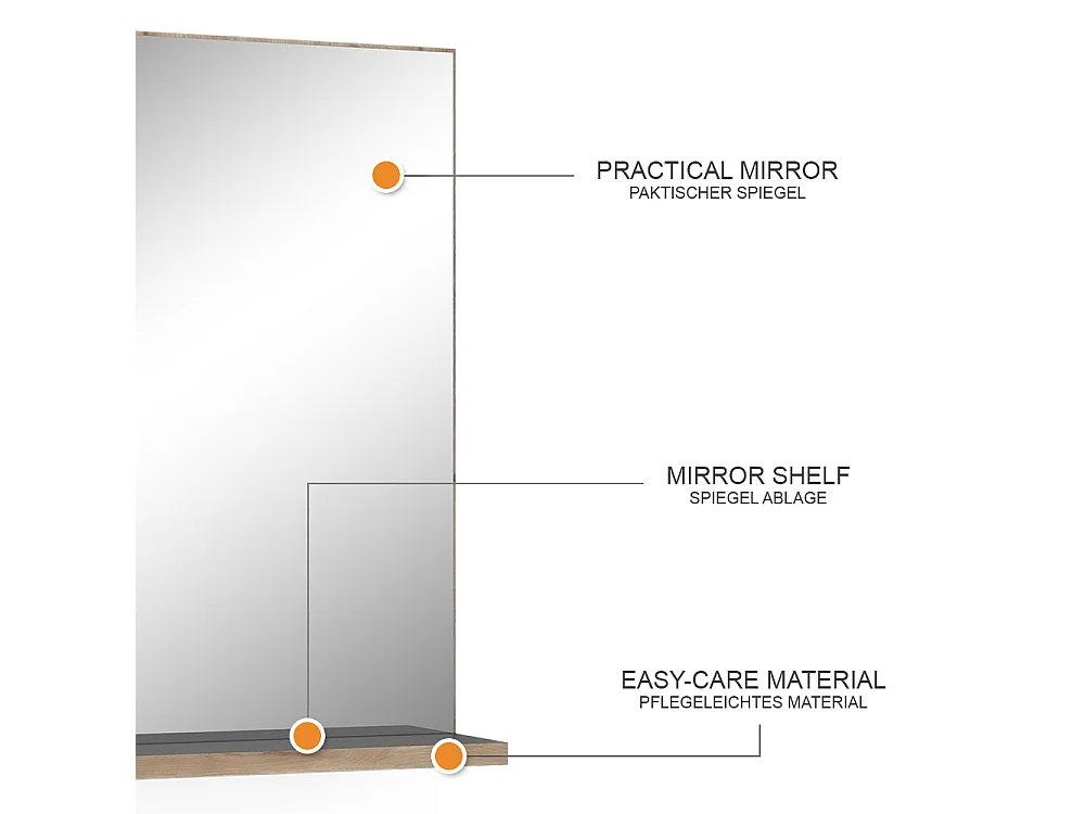 Miroir de salle de bain anthracite 60x14.6x80 niko