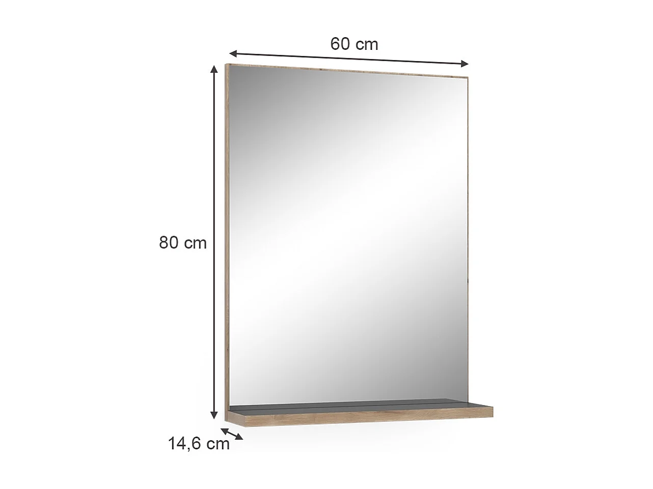 Miroir de salle de bain anthracite 60x14.6x80 niko