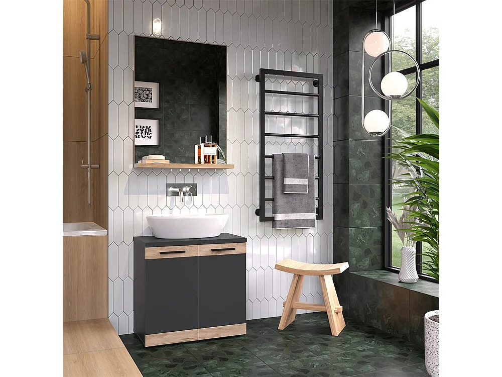 Miroir de salle de bain anthracite 60x14.6x80 niko