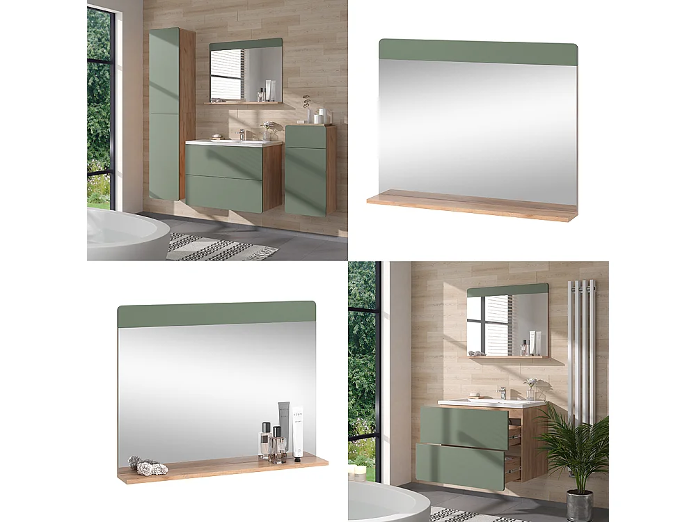 Specchio da bagno quercia verde/oro 80.1x12x62 izan