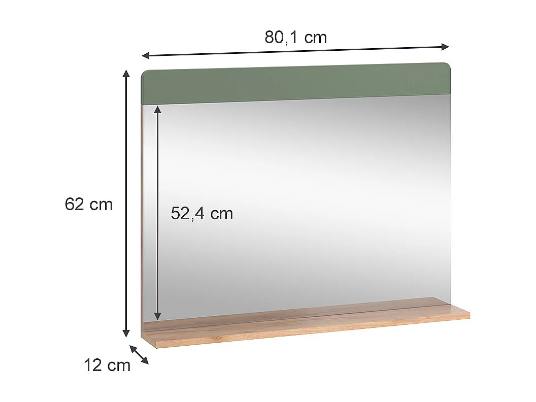 Miroir de salle de bain vert/force de lor chêne 80.1x12x62 izan
