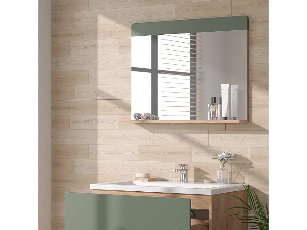 Miroir de salle de bain vert/force de lor chêne 80.1x12x62 izan