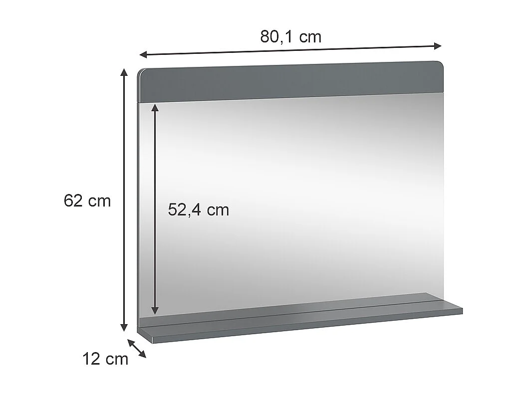 Miroir de salle de bain gris 80.1x12x62 izan