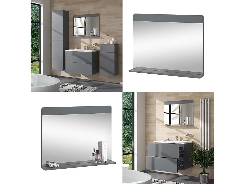 Miroir de salle de bain gris 80.1x12x62 izan