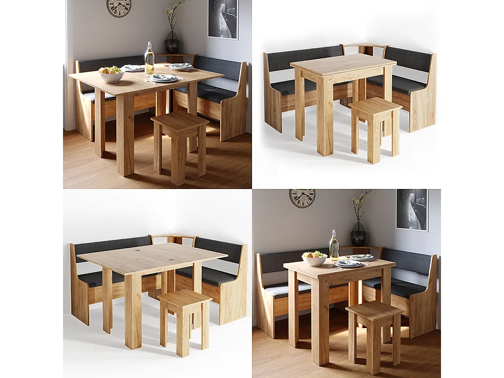 Groupe de banquettes dangle chêne de force doré 150x120x80 roman