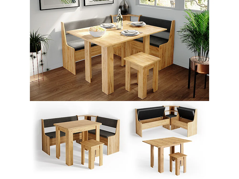 Groupe de banquettes dangle chêne de force doré 150x120x80 roman