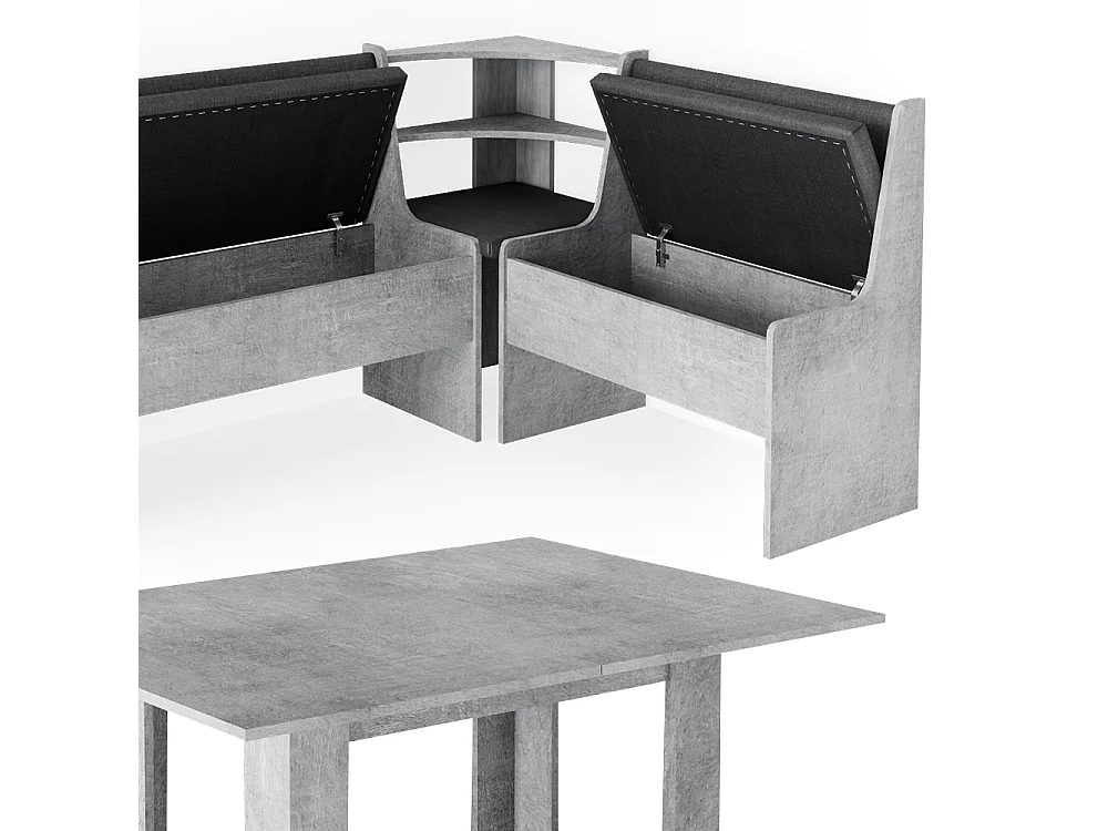 Gruppo panca ad angolo calcestruzzo 150x120x80 roman