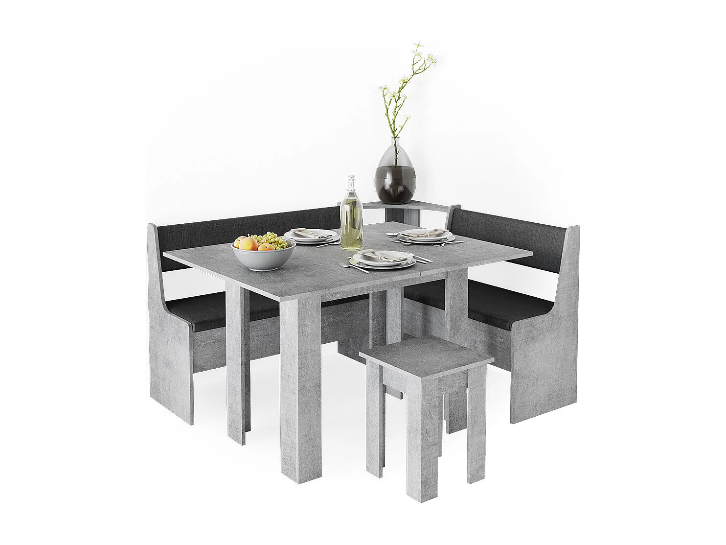 Gruppo panca ad angolo calcestruzzo 150x120x80 roman